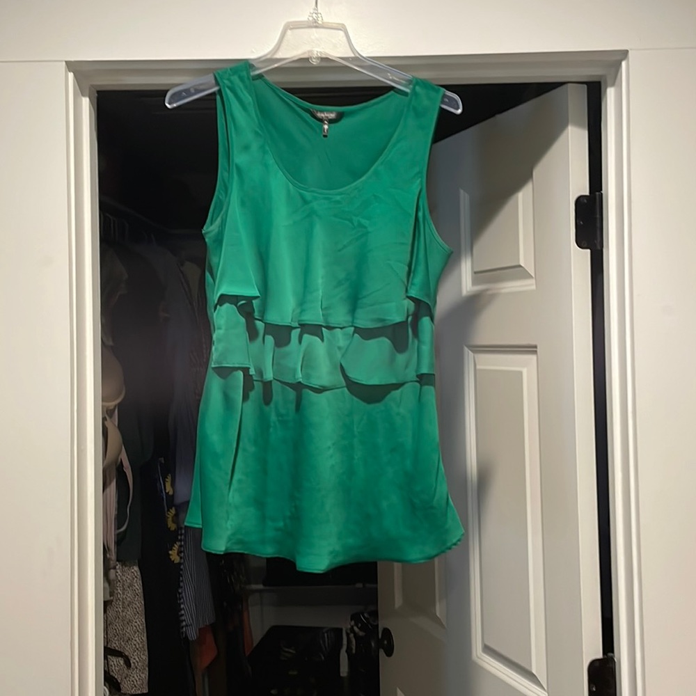 Green blous with ruffle